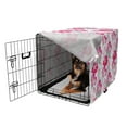 thumbnail image 2 of Floral Dog Crate Cover, Watercolor Poppy Flowers Vivid Color Environment Image Romantic Plants, Easy to Use Pet Kennel Cover for Medium Large Dogs, 35" x 23" x 27", Magenta Pink Grey, by Ambesonne, 2 of 6