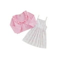 thumbnail image 1 of Kmbangi Ensemble d'Été 2 Pcs pour Fille, Robe Cami à Imprimé Floral + Hauts à Manches Longues avec Nœud 6M-4Y, 1 of 9