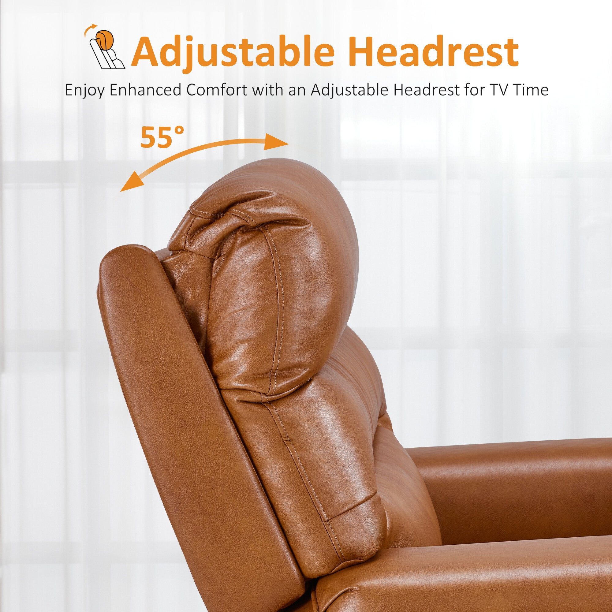 MCombo 27‘’ Extra Wide Oversized Power Recliner Chair for Big Tall Adults, Faux Leather, Orange