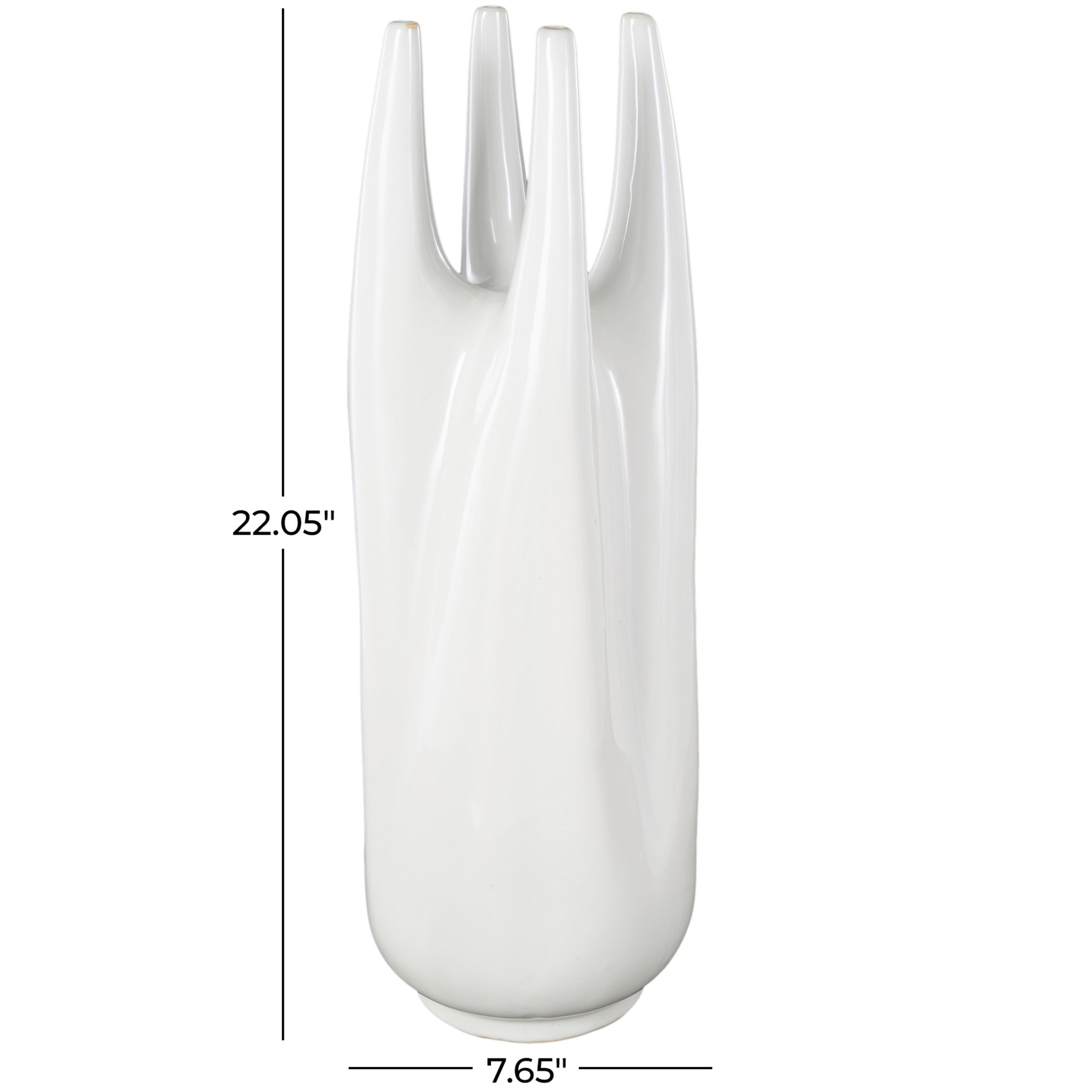 DecMode 22" Abstract White Ceramic Vase with Multiple Openings