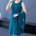 thumbnail image 5 of Quixlent Women Dress Coat Suit Spring Fall Elegant Solid Color Middle-age Ladies Female Open Front Long Cardigan O Neck Sleeveless Dress Kit, 5 of 8