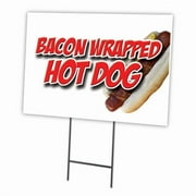 BACON WRAPPED HOT DOG 18"x24" Yard Sign & Stake | Advertise Your Business | Stake Included Double Sided Image | Made in The USA