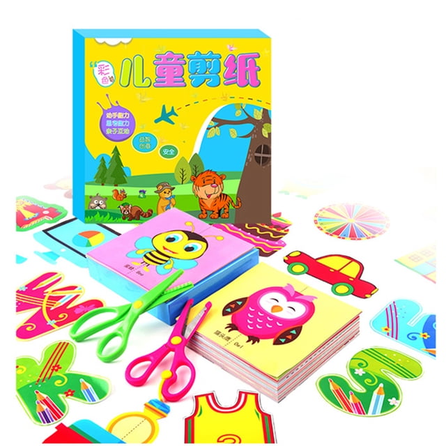 Lindo dibujo plegable papel cortado juguetes educativos para edades tempranas niños jardín de infantes DIY juguete de arte Manual