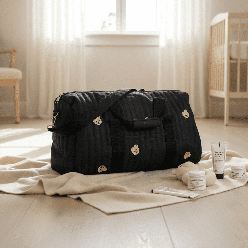 Baby Diaper Bag With Strap for Travel, Maternity Stay, Black