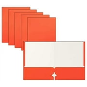 Two Pocket Portfolio Folders, 50-Pack, Orange, Letter Size Paper Folders, by Better Office Products, 50 Pieces, Orange