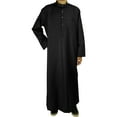 thumbnail image 2 of Hijaz Black Relax Loose Fit Long Sleeve Men's Formal Thobe Cotton Arab Robe - 56XXL, 2 of 5