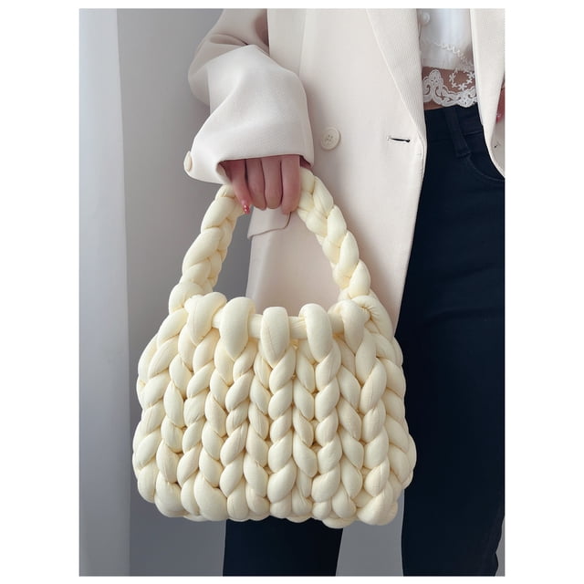 Bolso de lana islandesa tejido a mano, bolso de mensajero para llevar a mano hecho a mano para novia