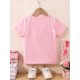 thumbnail image 4 of Camiseta de verano suave y cómoda para niñas con estampado de conejito lindo - Top de punto de manga corta gris claro, adorable diseño de conejo con flores y fondo a cuadros, 4 of 8