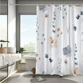 thumbnail image 4 of Watercolor Floral Shower Curtain Sets,Blue Beige Flowers Bathroom Curtains,Modern Minimalist White Bath Curtain, Waterproof Fabric with 12 Hooks 72x72 Inches, 4 of 6