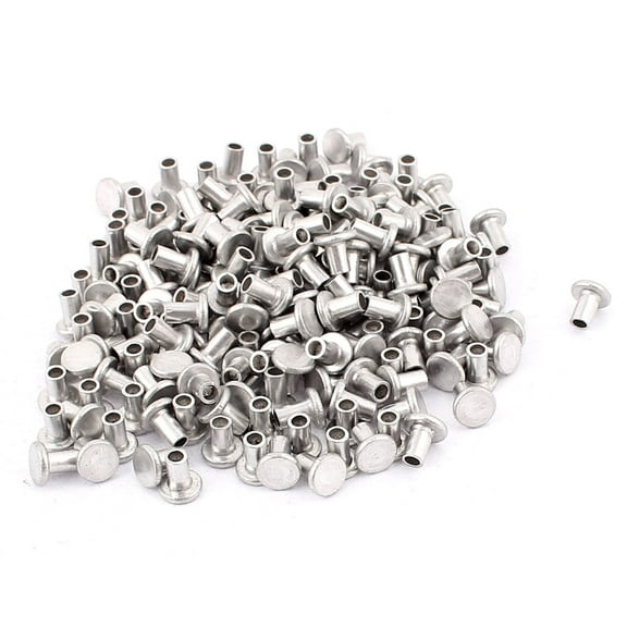 Uxcell M4x6mm Aluminum Flat Head Semi-Tubular Rivets Silver Tone (200-pack)