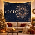 thumbnail image 3 of Moon Phases Beside a Lotus Mandala, Mystical Celestial for Astronomy Fans, Night Sky Decor, Housewarming Gift, Tapestry Wall Hanging for Bedroom and Living Room, 3 of 7