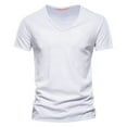 thumbnail image 2 of Kovlvoll Mens T-Shirts Cotton Casual V Neck Short Sleeve Solid Color Summer Loose Basic Tees Shirt, 2 of 5