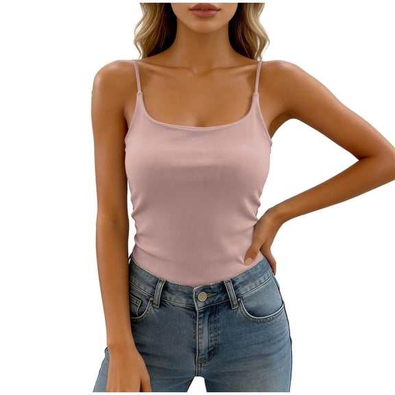 MDUKONU Tank Tops for Women Square Neck Spaghetti Strap Double Lined Y2K Going Out Camisole Top Size: One Size RD2