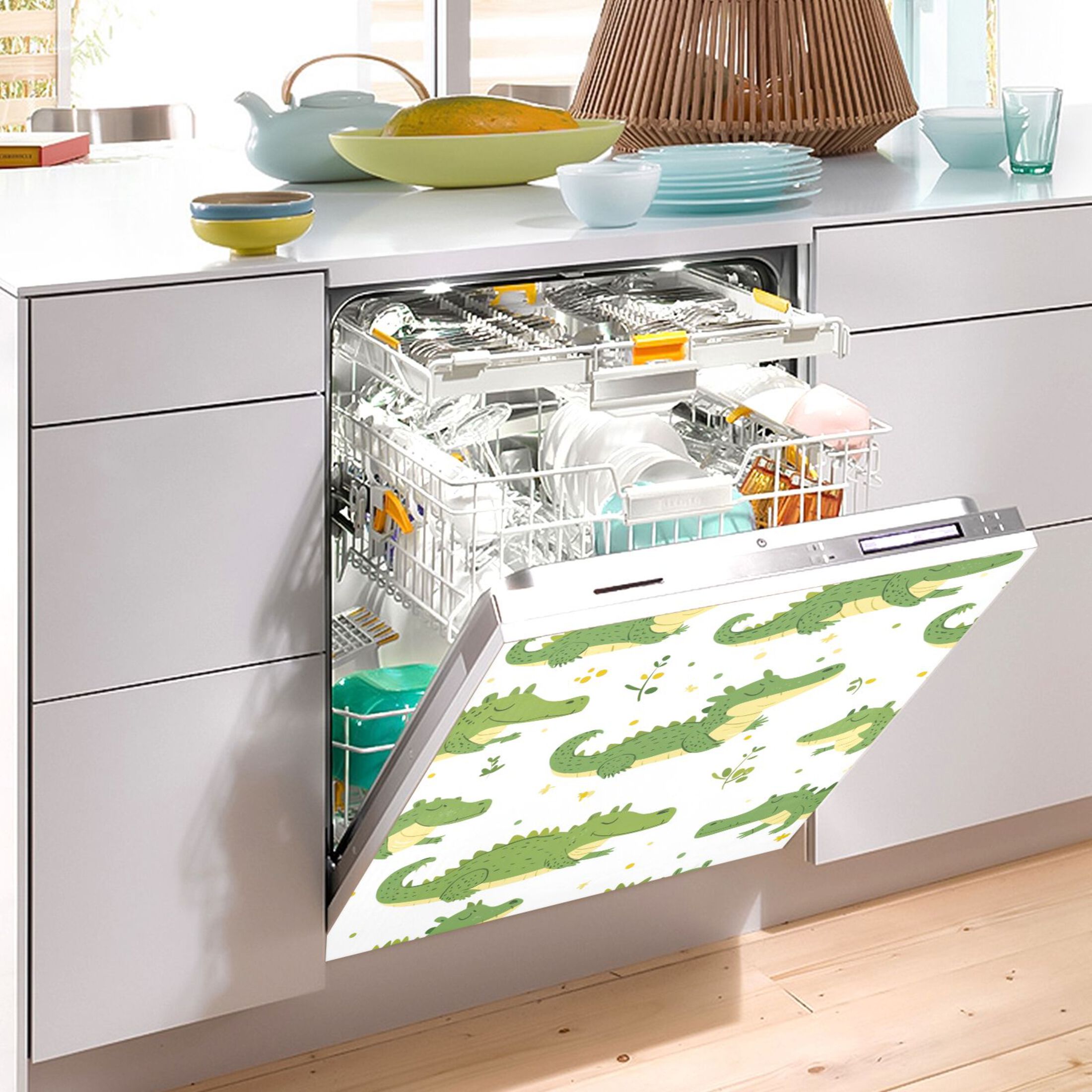Dishwasher Magnetic Sticker 23x26 Inch Refrigerator Magnetic Sticker Washing Machine Magnetic Sticker Kitchen Panel Magnetic Sticker Home Decor Super Beautiful Crocodile