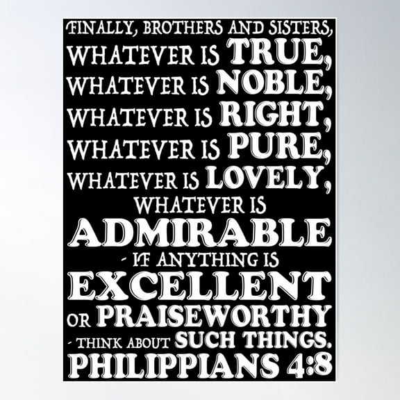 Philippians 4:8 Think About Such Things Poster Wall Art, Modern Wall Decor For Living Room Bedroom, 8x12 UNFRAMED