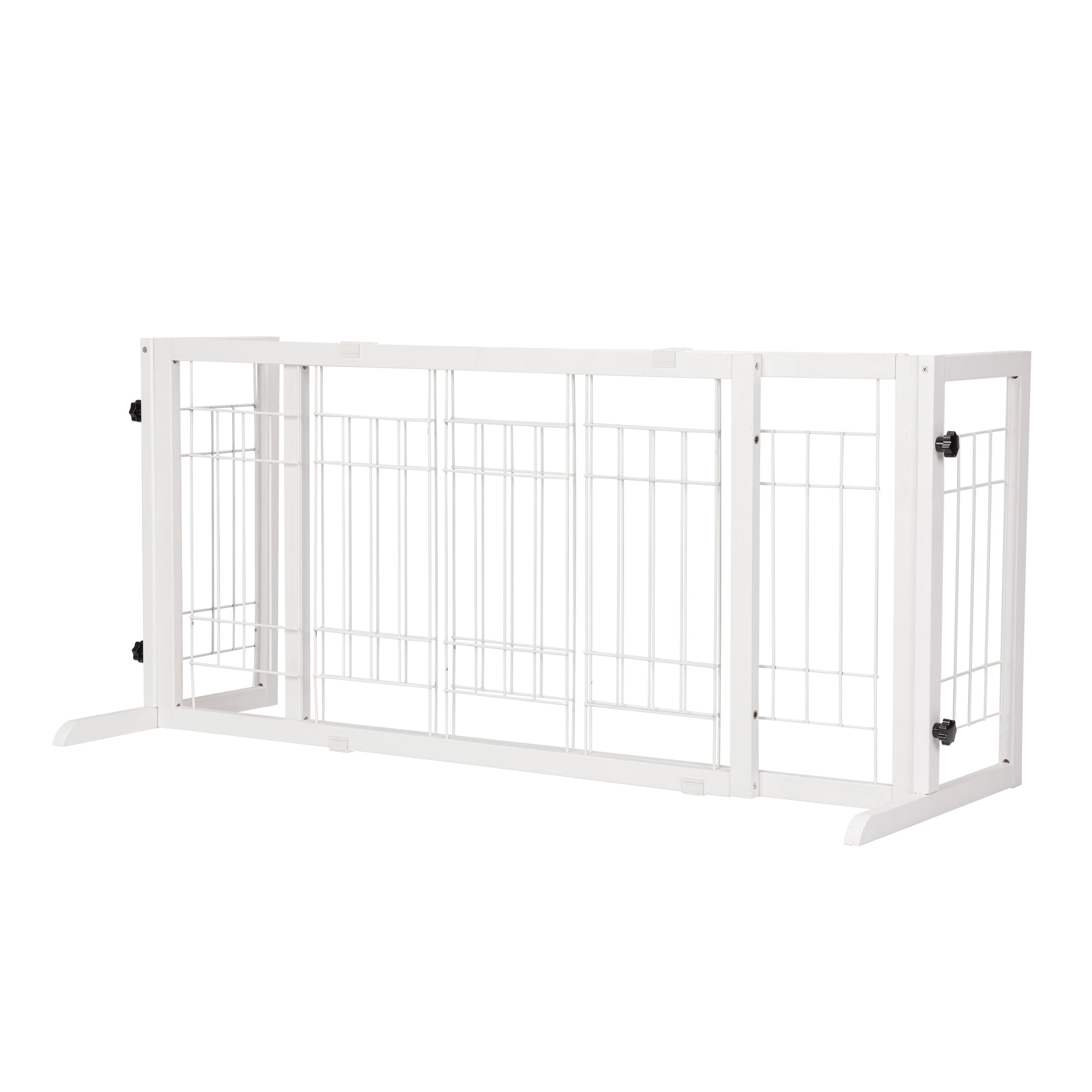 Pefilos Wood Freestanding Pet Gate, Adjustable Wide from 38"-71" Pet Gate, Detachable Pet Playpen for Indoor Dogs, Cats, Furry Animals, White Pefilos Wood Freestanding Pet Gate, Adjustable Wide from 38"-71" Pet Gate, Detachable Pet Playpen for Indoor Dogs, Cats, Furry Animals, White