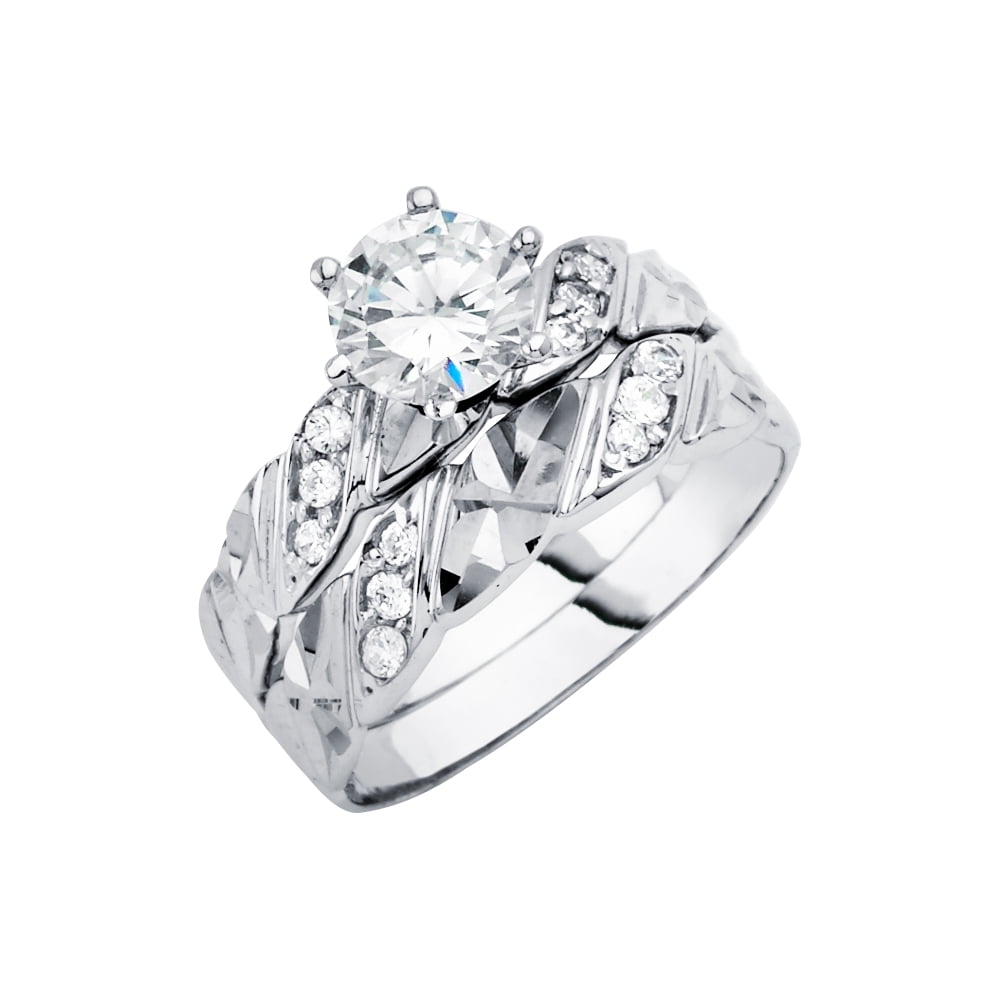 Jewels By Lux Jewels By Lux 14K White Gold Mens Cubic Zirconia CZ