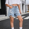 thumbnail image 3 of EYWGYA Girls Distressed Denim Shorts, Solid Color Washed Ripped Frayed Hem Shorts, High Waist Trendy Fitting for Summer Fashion Size 4-14 Years, 3 of 6