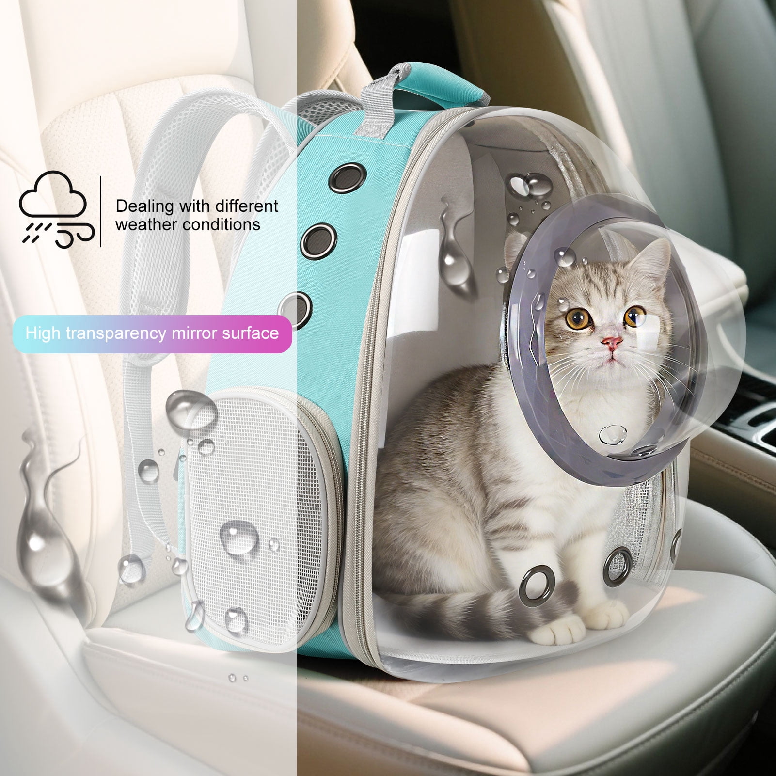 Space Capsule Bubble Dome Pet Carrier Backpack with Extra Soft Pillow, 12 lb Limit, Green