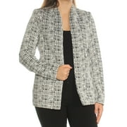 CALVIN KLEIN Womens White Geometric Blazer Wear To Work Jacket Petites Size: 4