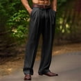 thumbnail image 2 of Men's Casual Linen Pants Loose Straight Leg Yoga Beach Summer Long Pants, 2 of 9