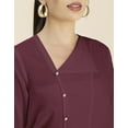 thumbnail image 4 of Moomaya Womens Diagonal Collar Solid Top, Long Sleeves Stylish Formal Top, 4 of 8