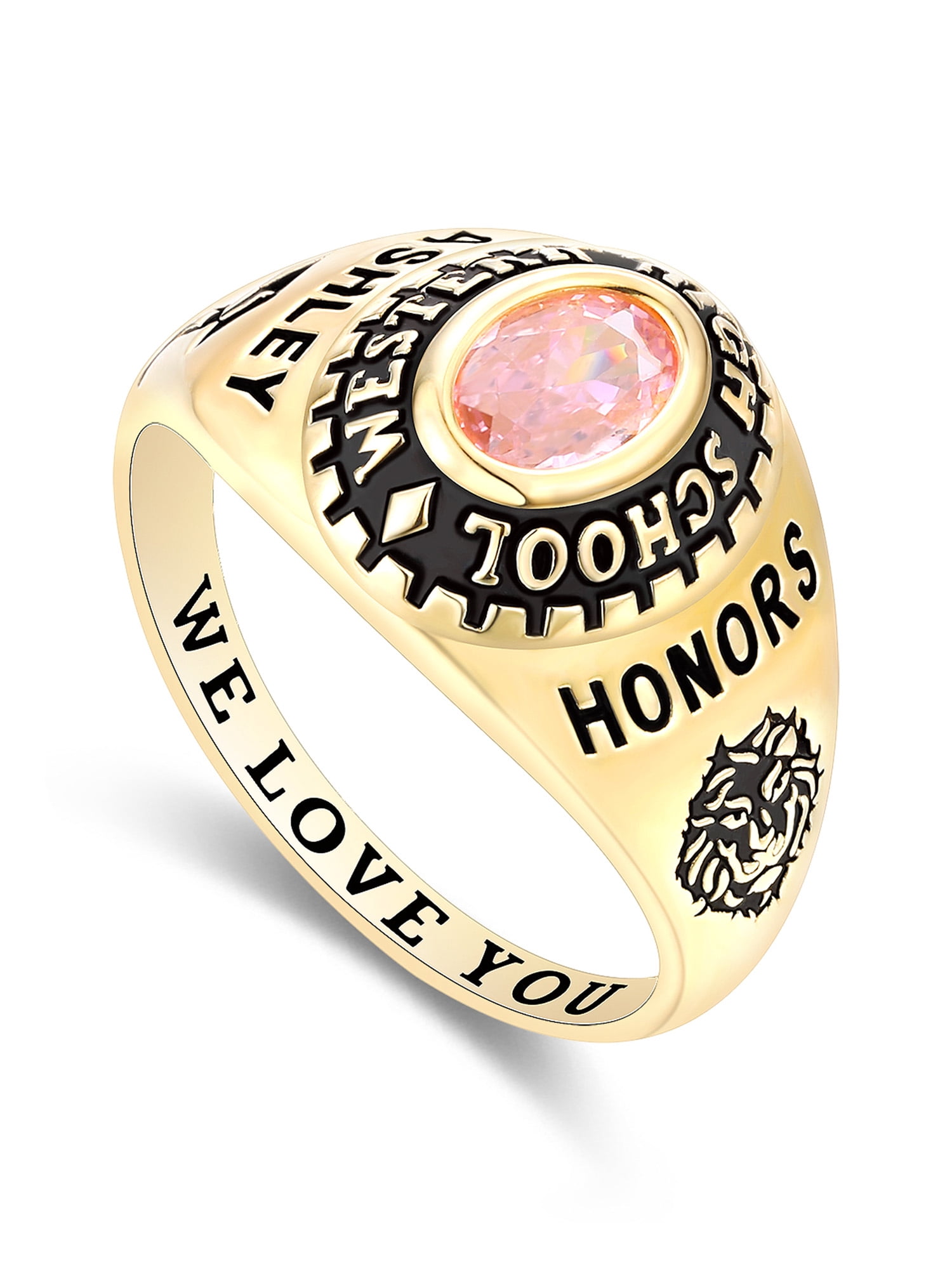 Mementos USA Custom Women's Class Rings Sterling Silver for High School & College-Gold-Classic