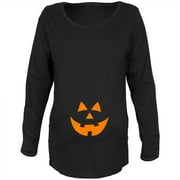 Halloween Belly Jack-O-Lantern Orange Glow Black Maternity Soft Long Sleeve T-Shirt