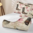 thumbnail image 4 of Erosebridal Vintage Cowboy Boots Bed Spread Queen, Pink Floral Blossom Queen Coverlet Set, 3-Piece 1 Quilt and 2 Pillowcases, 4 of 7