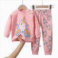 thumbnail image 4 of TOWED22 Baby Girl Toddler Infant Outfits Set Long Sleeve Round Neck Top and High WaistJoggers 2Pcs Clothes Clothing for School(Light Pink,2-3 Y), 4 of 4