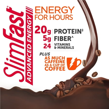 SlimFast Advanced Energy High Protein Meal Replacement Smoothie Mix, Mocha Cappuccino, 11.4 Oz (12 servings)