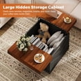 thumbnail image 4 of 31.5'' Lift Top Coffee Table, Sliding Top Square Center Table with Large Hidden Storage Organizer, Multi-Functional Farmhouse Coffee Tables for Living Room, Bedroom, Home Office, Black, 4 of 9