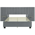 thumbnail image 4 of Harper & Bright Designs Queen Size Upholstered Platform Bed with Big Headboard, Velvet Bed with Storage Nightstand for Bedroom, Gray, 4 of 11
