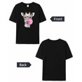 thumbnail image 6 of Women's T-Shirts, Giraffe Pink Bubble Animal Cotton Crewneck Tee Short Sleeve Casual Tops Loose Graphic T-Shirt Black, XL, 6 of 7