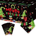 thumbnail image 1 of MISSUNNY 6PCS Christmas Disposable Tablecloths, 108" x 54" Rectangular Plastic Waterproof Tablecover with Christmas Stocking Gift Wreath, Winter Holiday Themed Party Party Decoration Supplies, 1 of 4