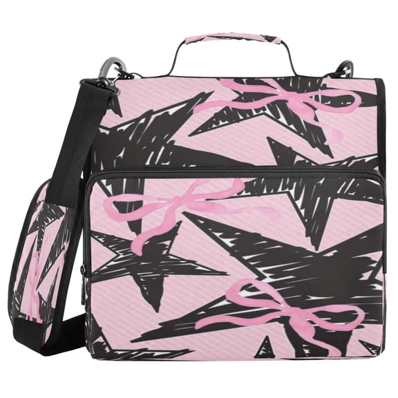 DIXRUYEE Zipper Binder trapper keeper Documents Organized Design Starry Bows Printed