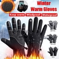 thumbnail image 1 of Insulated Ski Gloves, Waterproof Outdoor Gloves, Breathable Fabric, Touchscreen Compatible, for Snowboarding, Cold Weather, Windproof, Synthetic Leather,YISHFHP,Black, 1 of 8