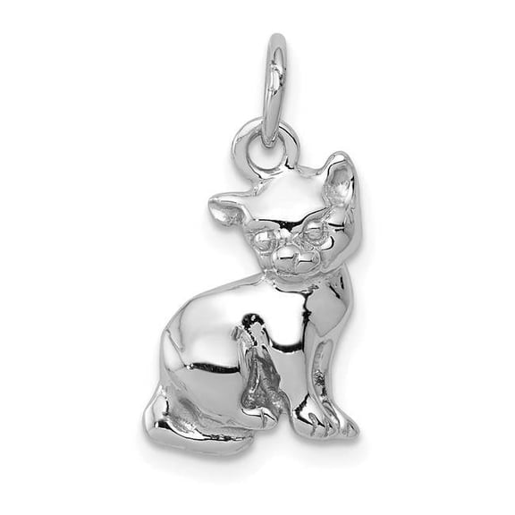 14k White Gold Polished Cat Charm 16x10mm Pendant Necklace for Women - 1.8 Grams