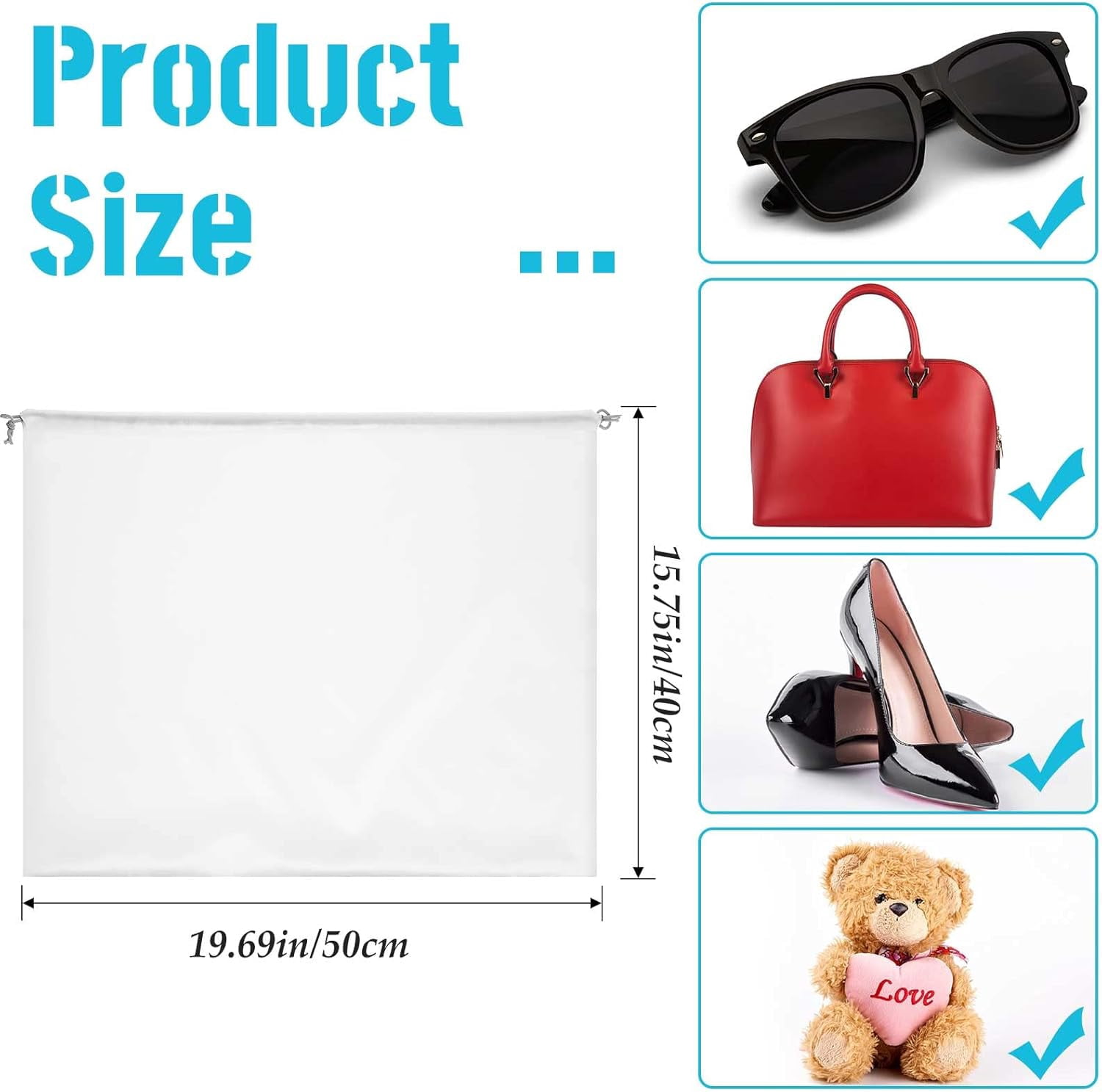 Silky Dust Cover Bags with Drawstring, Dustproof Travel Storage Pouches for Handbags, Purses, Shoes and Boots