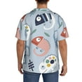 thumbnail image 5 of Daiia Cute Chameleons On Blue Men's Linen Shirts Short Sleeve Casual Shirts Button Down Shirt for Men Beach Summer Wedding Shirt-Large, 5 of 7