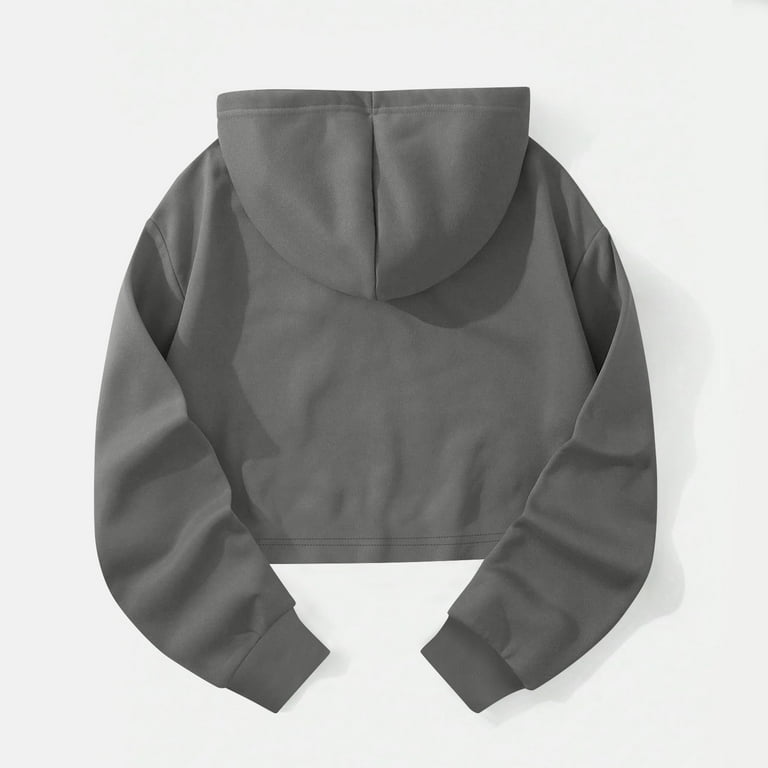 Karight Women's Cropped Hoodie Fleece Long Sleeve Pullover Cut Off