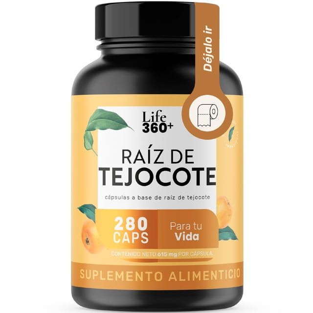 LIFE 360+ Raíz de Tejocote | 280 Cápsulas con 1230 mg por porción| Cápsulas a Base de Raíz de Tejocote en Polvo (C.Pubescens) | Suplemento Alimenticio