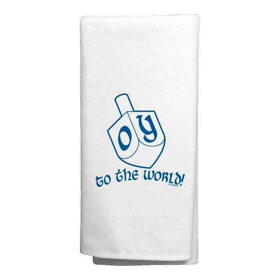 ThisWear Hanukkah Dreidel Oy To The World Hanukkah Dreidel Decorative Kitchen Towel White