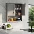 thumbnail image 6 of Demi Bonn Wall Mounted Bathroom Cabinet, Medicine Cabinet, 2-Door Wall Mount Bathroom Storage Cabinet with Open Shelf for Kitchen, Entryway, Bathroom, Gray, 6 of 9