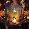 thumbnail image 2 of ZHYou Halloween Printed Tops for Women Casual Long Sleeves Crewneck Loose Fit Pullover Cute Shirts,Multicolor,Size 2XL, 2 of 8