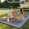 thumbnail image 4 of Navy Blue Floral Boho Outdoor Rug for Patio/Deck/Porch, Non-Slip Large Area Rug 4 x 6 Ft, Ethnic Tribe Abstract Art Flower Indoor Outdoor Rugs Washable Area Rugs, Reversible Camping Rug Carpet Runner, 4 of 8