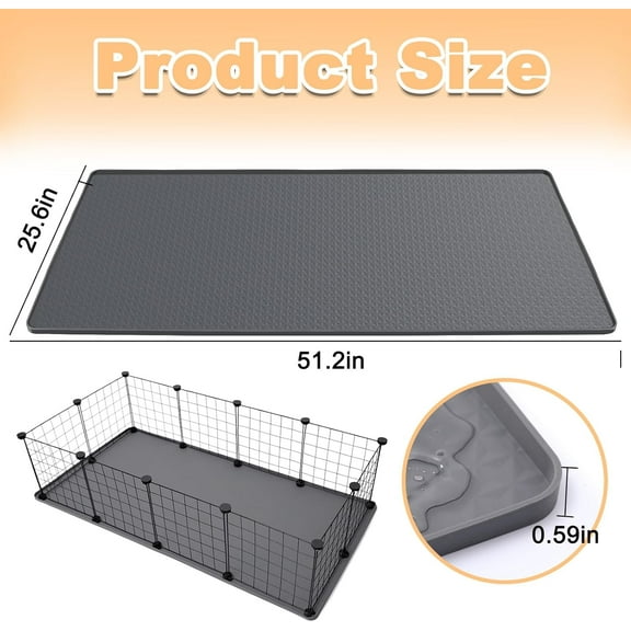 Waterproof Pet Silicone Pad, Reusable & Anti Slip, Large Size 51.2' x 25.6' for Guinea , Rabbit, Chinchilla
