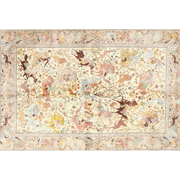 Ahgly Company Machine Washable Indoor Rectangle Traditional Peach Beige Area Rugs, 2' x 5'