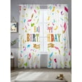 thumbnail image 2 of Happy Birthday Sheer Curtains 84 Inch Long 2 Panels, Colorful Ribbon Cheers Celebration Light Filtering Rod Pocket Semi Sheer Curtains, Sheer Voile Drapes for Living Room Bedroom, 52"x84", 2 of 5