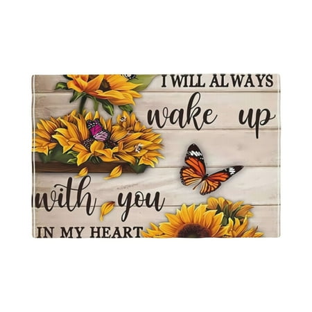 

Table Placemats Set of 6 - Always Sunflower 12x18 In Faux Linen Double Heat Resistant Place Mats Cloth Indoor/Outdoor Placemats Washable Table Mats for Dining Kitchen Party